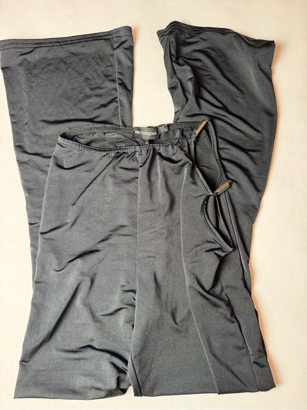PrettyLittleThing Black Wide-Leg Tie Detail Pants